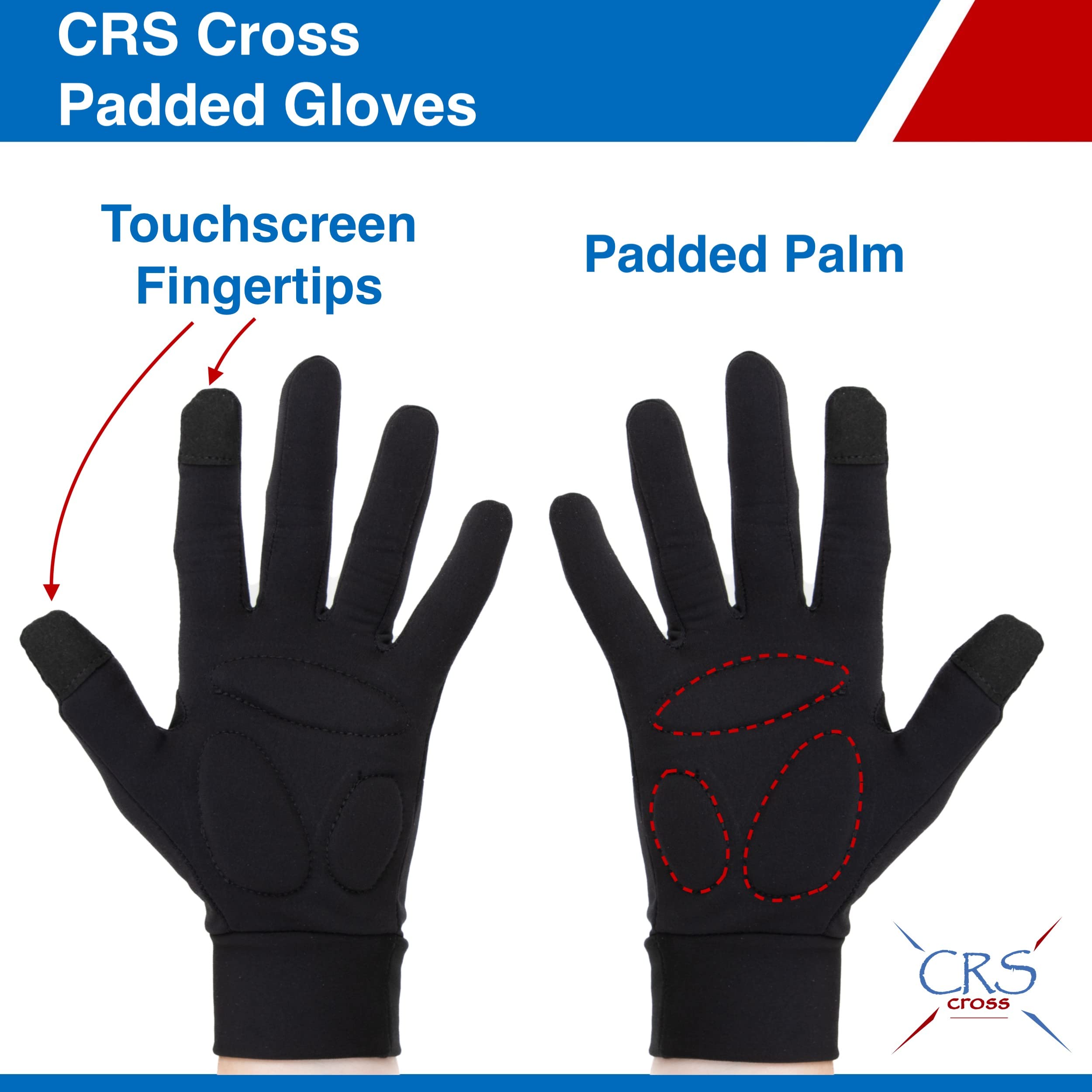 CRS Cross Padded Skating Gloves - Warm Padded Protection for Ice Skating Practice, Figure Skating Testing, Dance Competition, Roller Skating and Cheer. (Black, Youth Small- Toddler)