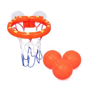 zoordo bath toys bathtub basketball hoop balls set for toddlers kids with strong suction cup easy to install,fun games gifts in bathroom,3 balls included ( only stick on smooth surface )
