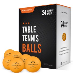 pro spin ping pong balls - orange 3-star 40+ table tennis balls (pack of 24) | high-performance abs training balls | ultimate durability for indoor/outdoor ping pong tables