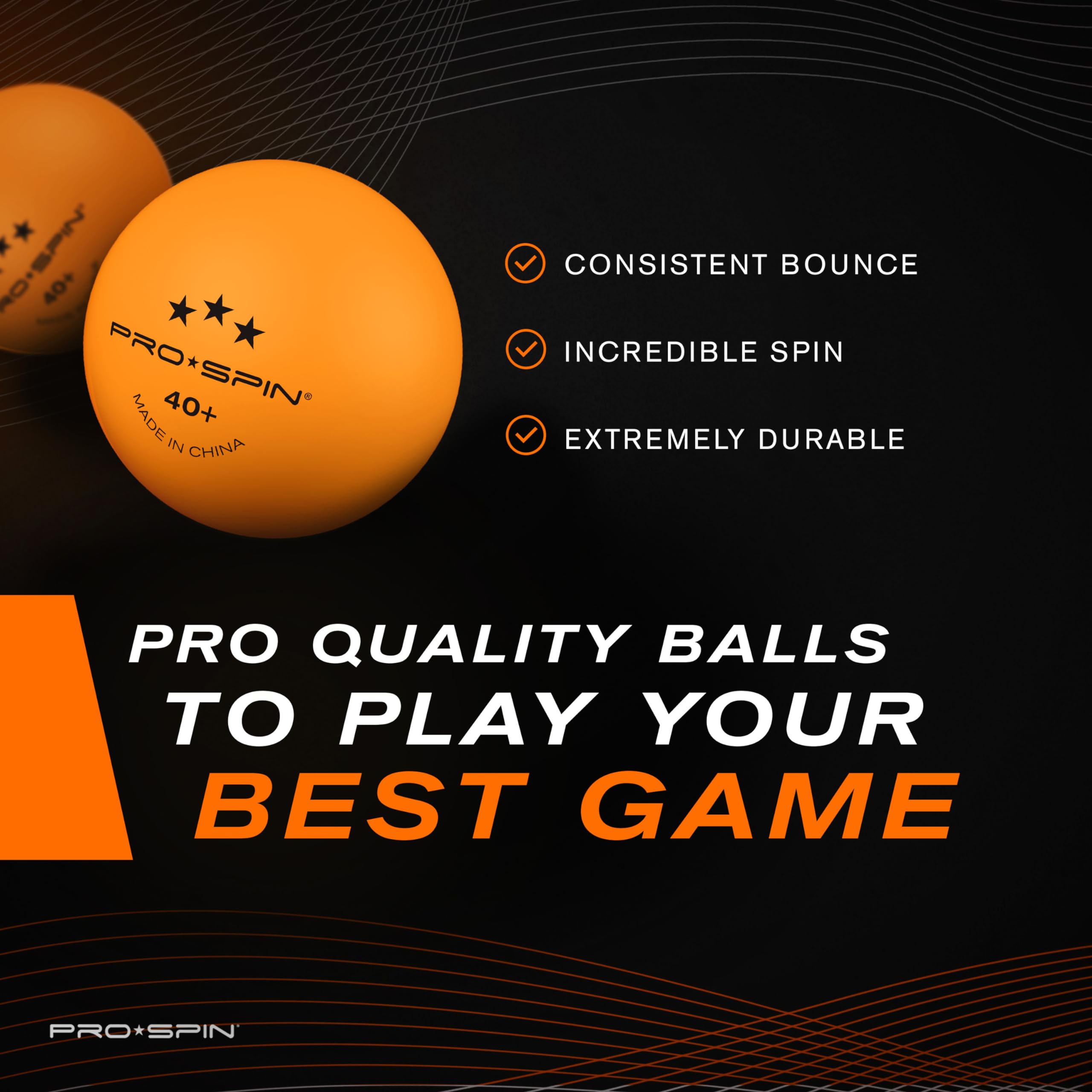 PRO SPIN Ping Pong Balls - Orange 3-Star 40+ Table Tennis Balls (Pack of 24) | High-Performance ABS Training Balls | Ultimate Durability for Indoor/Outdoor Ping Pong Tables