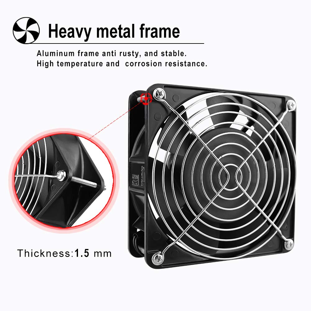 Wathai AC 12038 120mm x 38mm 110V 120V Dual Ball Metal Cooling Axial Fan High Airflow