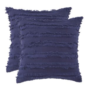 GIGIZAZA Decor Throw Couch Pillow Covers,18 x 18 Linen Blue Pillows Sofa,Square Sofa Cushion Covers Linen