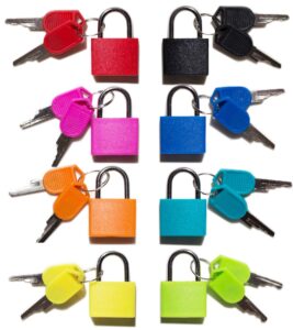 padlock (8 pack) small padlock with key for luggage lock, backpack, gym locker lock, suitcase lock, classroom matching game and more