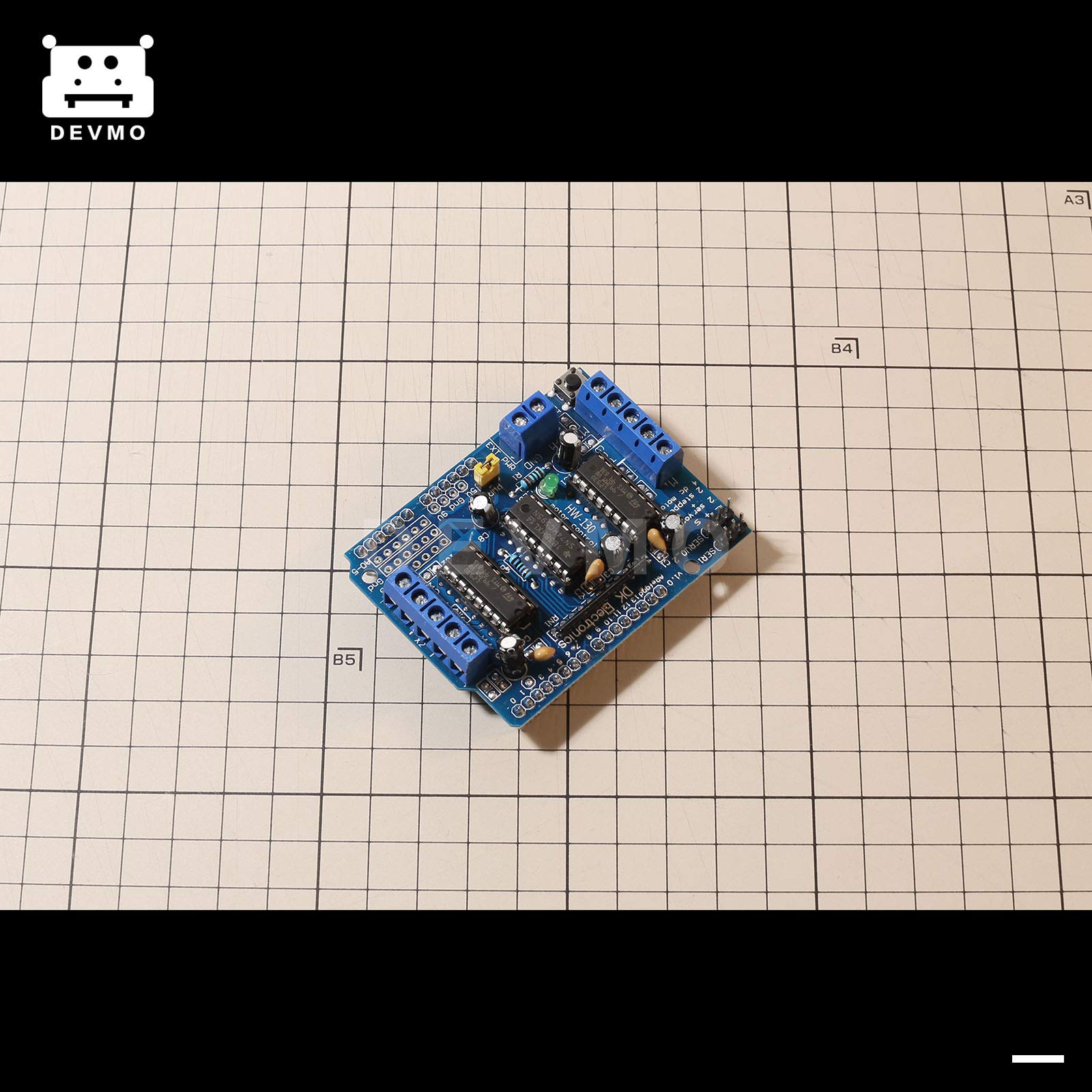 DEVMO L293D Motor Drive Shield Expansion Board Compatible with Ar-duino Duemilanove Mega UNO R3 AVR ATMEL