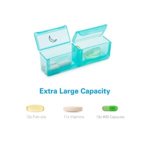 BUG HULL Pill Organizer 2 Times a Day, Large Weekly Pill Box AM PM, 7 Day Pill Case, Day and Night Vitamin Containers for Vitamins, Pill Holder for Supplements