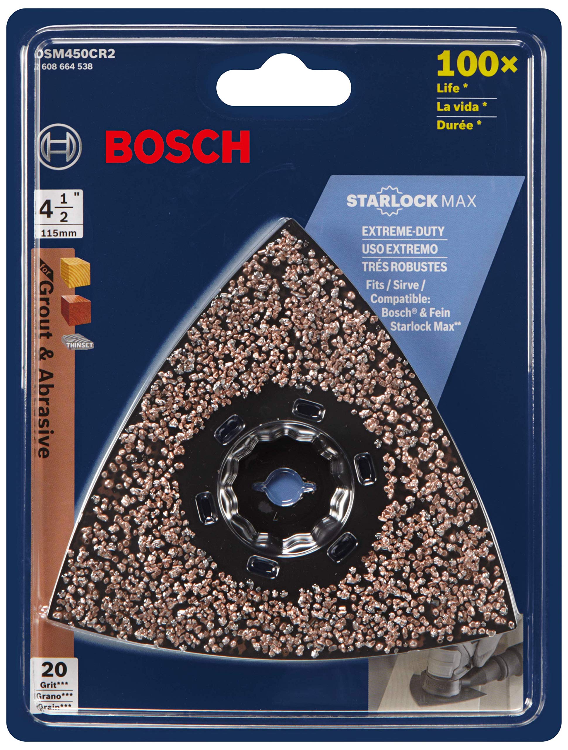 BOSCH OSM450CR2 StarlockMax Oscillating Multi-Tool Carbide 20 Grit Delta Sanding Pad