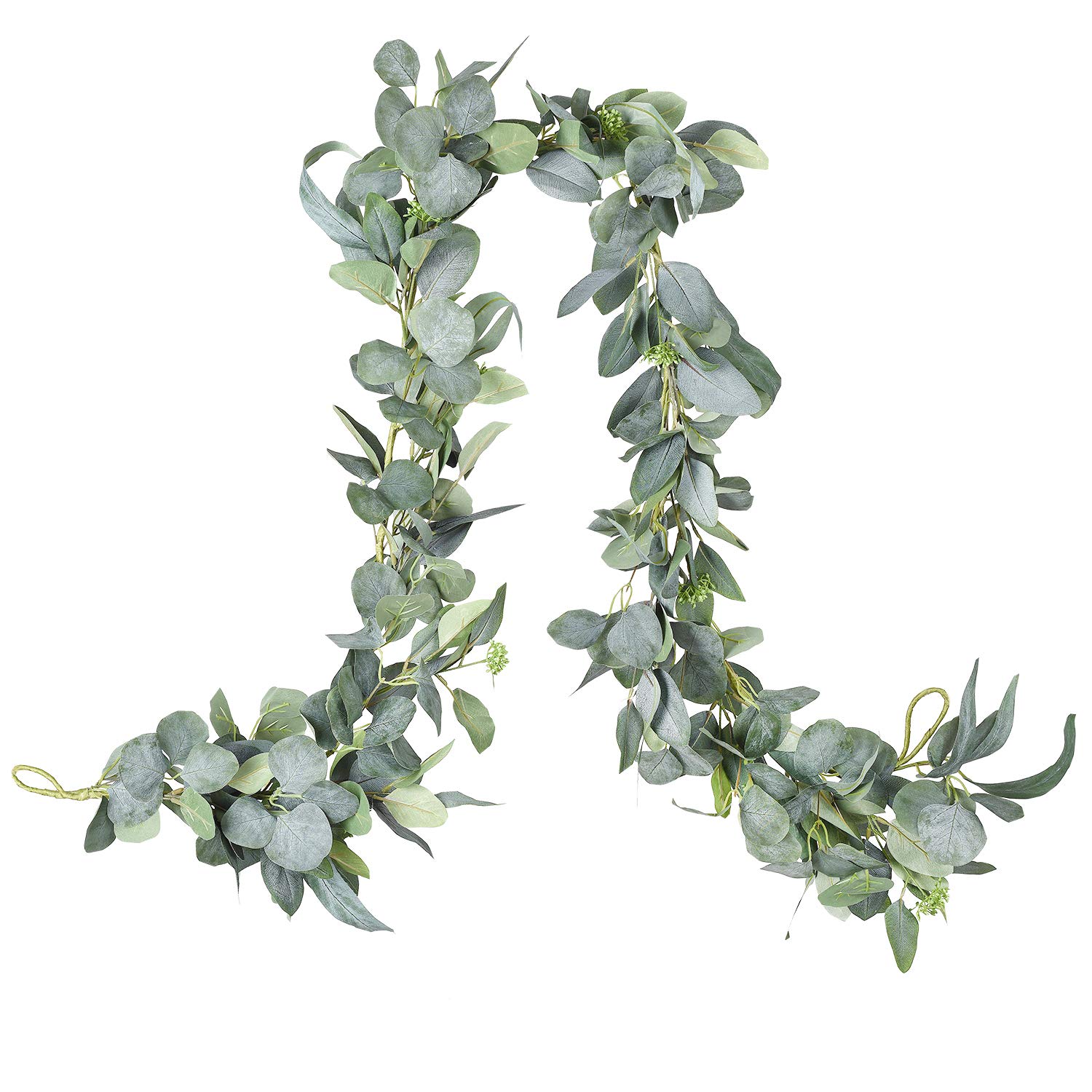 DearHouse 6.2 Feet Eucalyptus Garland Artificial Silk Eucalyptus Leaves Vines Handmade Garland Greenery Wedding Home Backdrop Arch Wall Decor