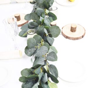 DearHouse 6.2 Feet Eucalyptus Garland Artificial Silk Eucalyptus Leaves Vines Handmade Garland Greenery Wedding Home Backdrop Arch Wall Decor