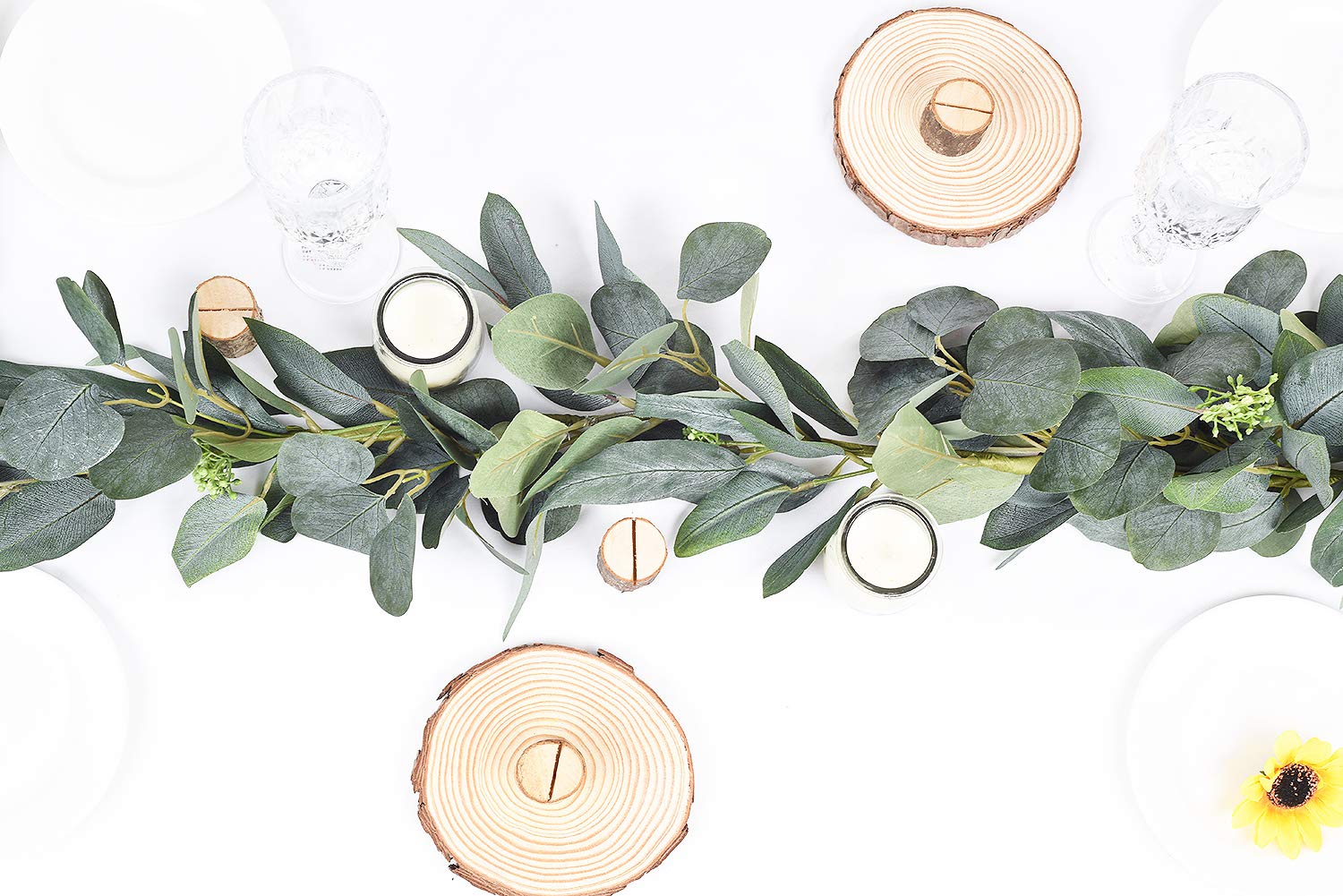 DearHouse 6.2 Feet Eucalyptus Garland Artificial Silk Eucalyptus Leaves Vines Handmade Garland Greenery Wedding Home Backdrop Arch Wall Decor