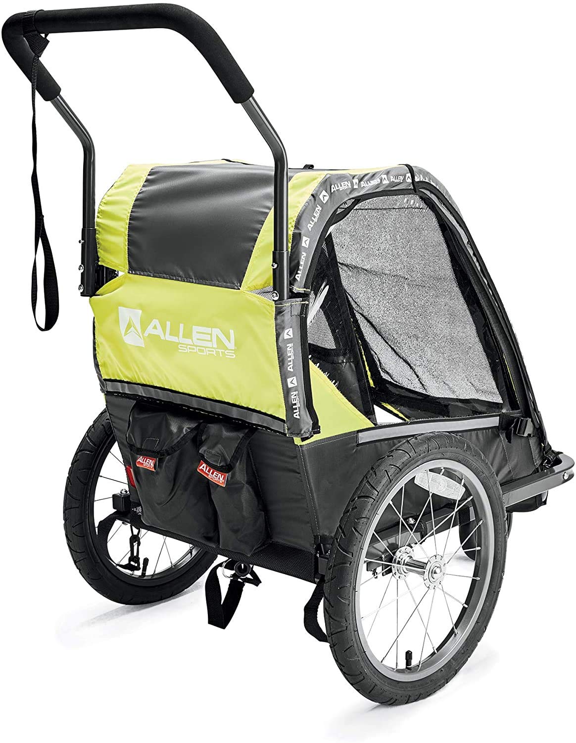 Allen Sports Deluxe Steel 1-Child Bicycle Trailer and Stroller, Green