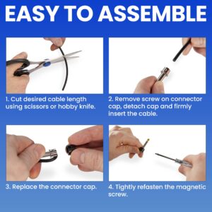 Crosby Solderless Pedalboard Cable Kit - No Cable Stripping Required, 10 Feet of Cable & 10 Gold Tip Connectors with Magnetic Screws & Screwdriver Make 5 DIY Custom Patch Cables