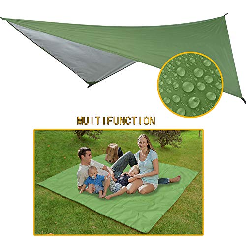 Portable Single Double Nylon High Strength Parachute Hammock Rainfly Set, Camping Hammock with Rain Fly Tarp and Mosquito Net Tent Tree Straps, Backpacking Hiking Travel Yard Outdoor Activities