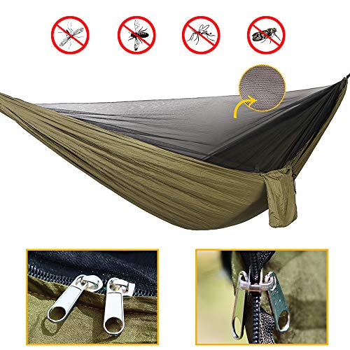 Portable Single Double Nylon High Strength Parachute Hammock Rainfly Set, Camping Hammock with Rain Fly Tarp and Mosquito Net Tent Tree Straps, Backpacking Hiking Travel Yard Outdoor Activities