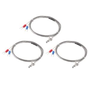 uxcell k-type thermocouple temperature sensors m6 thread probe with 1m/3.3ft wire 3pcs