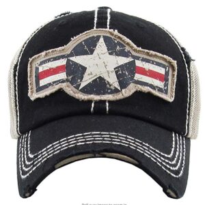 Funky Junque Mens Baseball Cap - Air Force Star Roundel (Black)