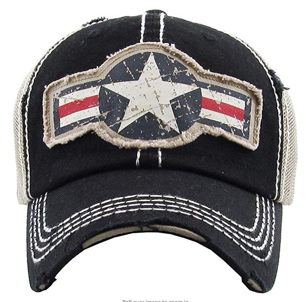 Funky Junque Mens Baseball Cap - Air Force Star Roundel (Black)