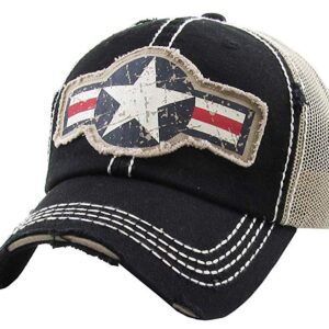 Funky Junque Mens Baseball Cap - Air Force Star Roundel (Black)