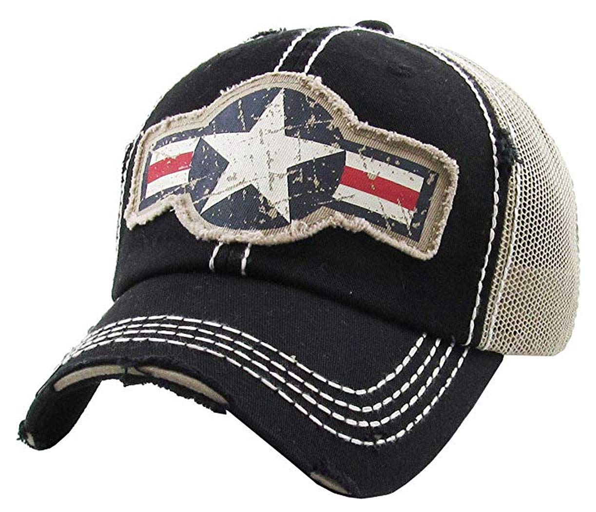 Funky Junque Mens Baseball Cap - Air Force Star Roundel (Black)