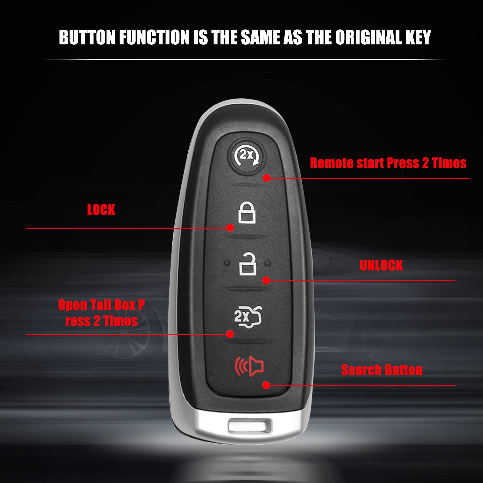 Replacement Car Remote Key Fob Fits for Ford 2011-2015 Edge Explorer 2013-2019 Flex Taurus Focus Lincoln MKT MKX MKS Navigator M3N5WY8609 Keyless Entry Remote Start Control