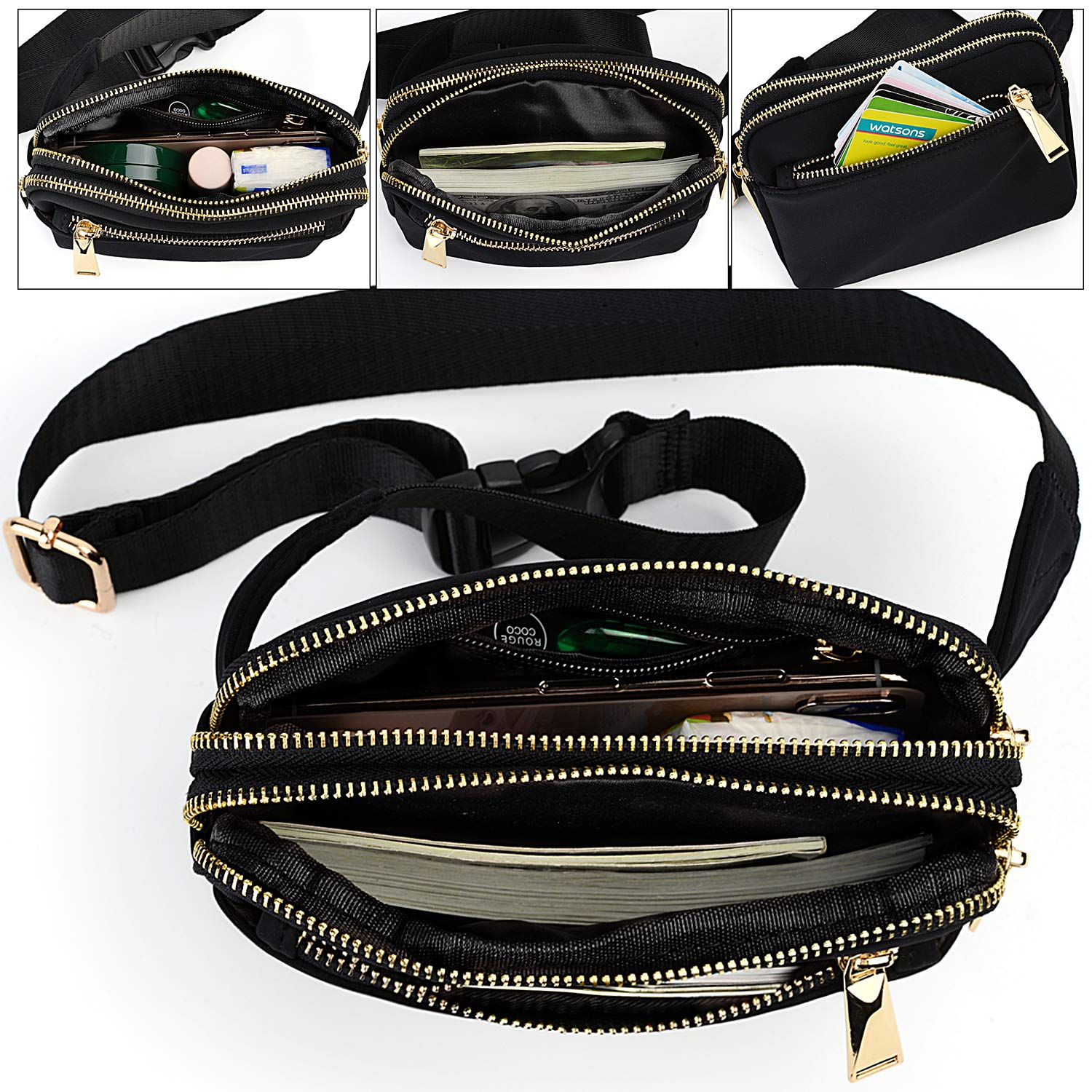 UTO Fanny Pack for Women Crossbody Trendy Fashion Belt Purse Chest Waist Hip Bumbag for Outdoor Shopping Travel Hiking