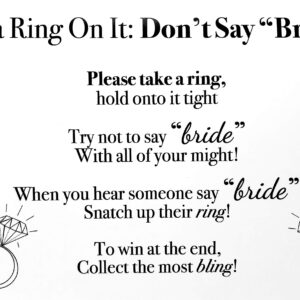 Put a Ring On It Bridal Shower Game with rings - Bridal shower ring game with Don't Say Bride Game Rules and 36 Plastic Diamond Rings for guests