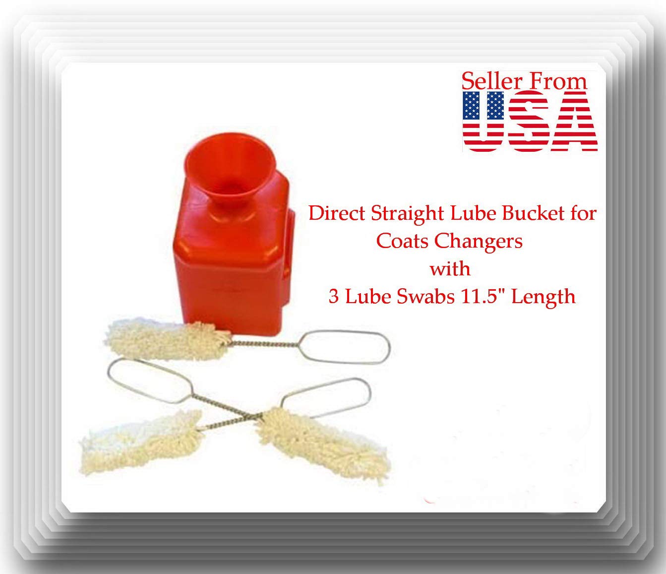 Auto Supplies Direct Straight Lube Bucket for Coats Changers with 3 Lube Swabs 11.5" Length