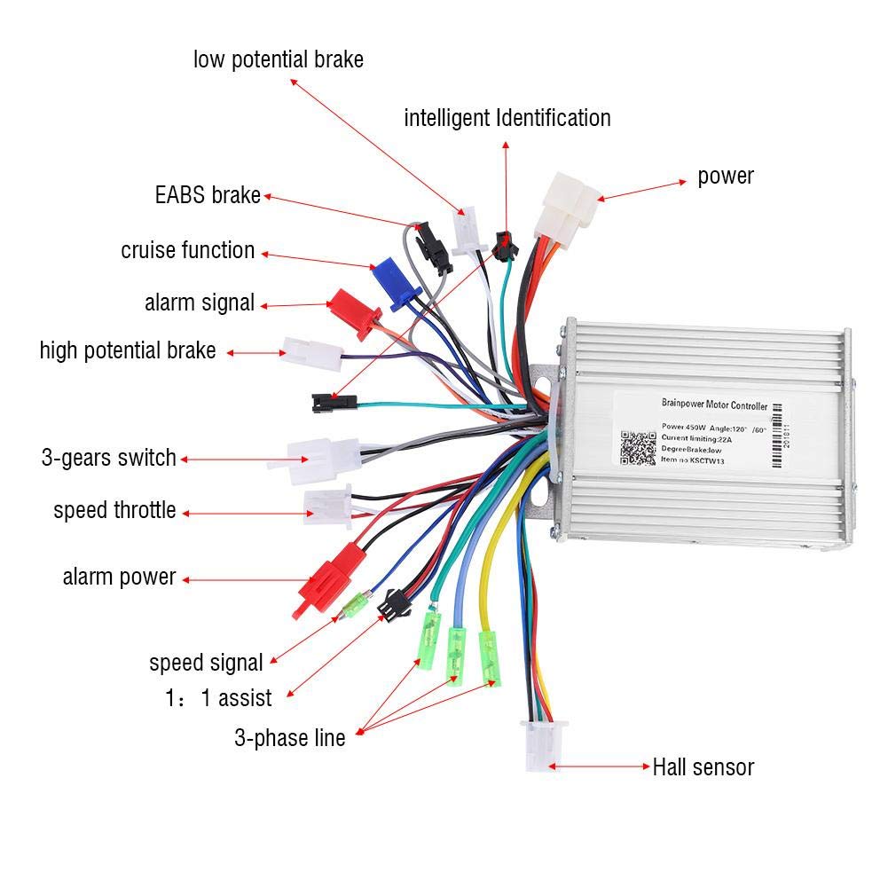 Electric Bike Brushless Controller, 450W Motor Brushless Controller Box Accessory Part for Electric Scooter E-Bike(1#)