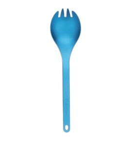 snow peak unisex's spork, sct-004bl, japanese titanium, ultralight, compact for camping, backpacking, daily use, made in japan, lifetime product guarantee, blue, 8 x 2 x 1 inches