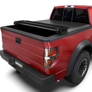 oedro quad fold tonneau cover soft four fold truck bed covers compatible with 2009-2014 ford f-150 f150 5.6' bed