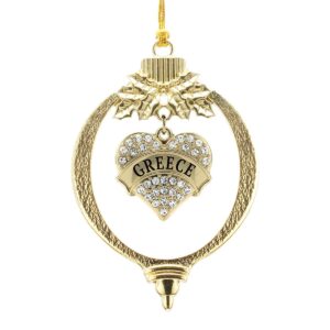 inspired silver - greece charm ornament - gold pave heart charm holiday ornaments with cubic zirconia jewelry