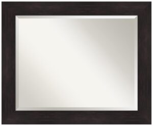 amanti art bathroom mirror, furniture espresso wall mirror for use as bathroom vanity mirror over sink (27.75 x 33.75 in.) beveled mirror, brown mirror, casual mirror from wi, usa