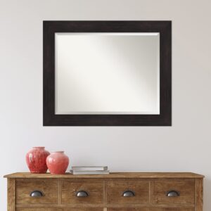 Amanti Art Bathroom Mirror, Furniture Espresso Wall Mirror for use as Bathroom Vanity Mirror Over Sink (27.75 x 33.75 in.) Beveled Mirror, Brown Mirror, Casual Mirror from WI, USA