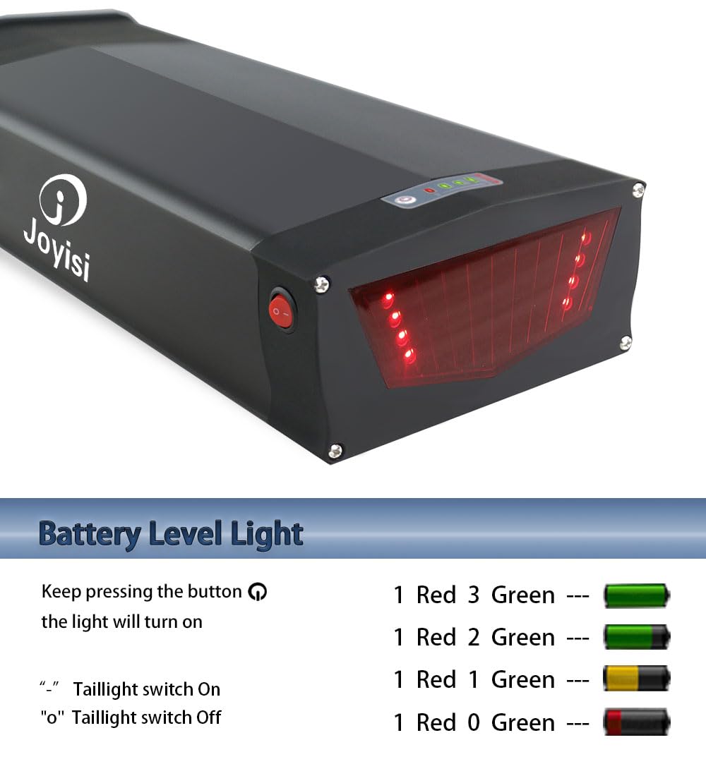 Joyisi Ebike Battery 48V 20AH Lithium Ion Battery with Charger, USB Port and Taillight, Electric Bike Battery for 1000W 750W 500W 250W E-Bike Motor Kit