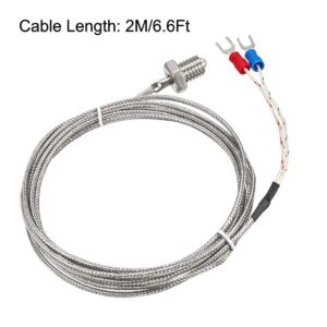 uxcell K Type Thermocouple Temperature Sensors M10 Thread Probe with 2M/6.6Ft Wire 2pcs