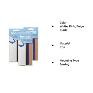 Bondex Mend and Repair with No Sew Iron-On Patch Fabric Mending Tape 1.25x7" (3.175cm x 17.78cm) White, Beige, Black, Navy, Pink, Tan (6pc) (3pk)