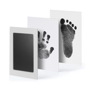 Large Size Baby Inkless Handprint and Footprint Kit with 4 Ink Pads and 8 Imprint Cards by PChero, Ideal for Family Keepsake Newborn Registry Baby Shower Present