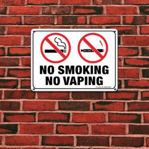 No Smoking No Vaping Sign - 4 Pack - 10 x 7 Inches Rust Free .040 Aluminum - UV Protected, Waterproof, Weatherproof and Fade Resistant - 4 Pre-drilled Holes