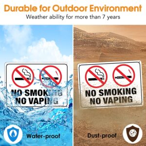 No Smoking No Vaping Sign - 4 Pack - 10 x 7 Inches Rust Free .040 Aluminum - UV Protected, Waterproof, Weatherproof and Fade Resistant - 4 Pre-drilled Holes