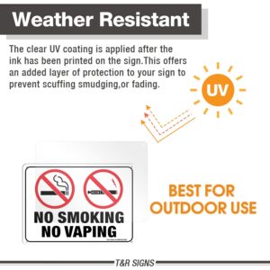 No Smoking No Vaping Sign - 4 Pack - 10 x 7 Inches Rust Free .040 Aluminum - UV Protected, Waterproof, Weatherproof and Fade Resistant - 4 Pre-drilled Holes