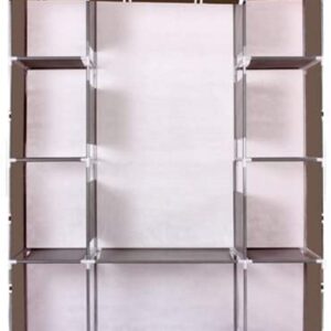 4-Layer Portable Closet Storage Organizer Non-Woven Fabric Clothes Wardrobe (10Lattices-Coffee)