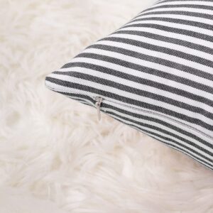 uxcell Woven Striped Throw Pillow Covers Decorative Square Farmhouse Cushion Covers for Sofa Bedroom Car Chair Black and White 18" x 18"