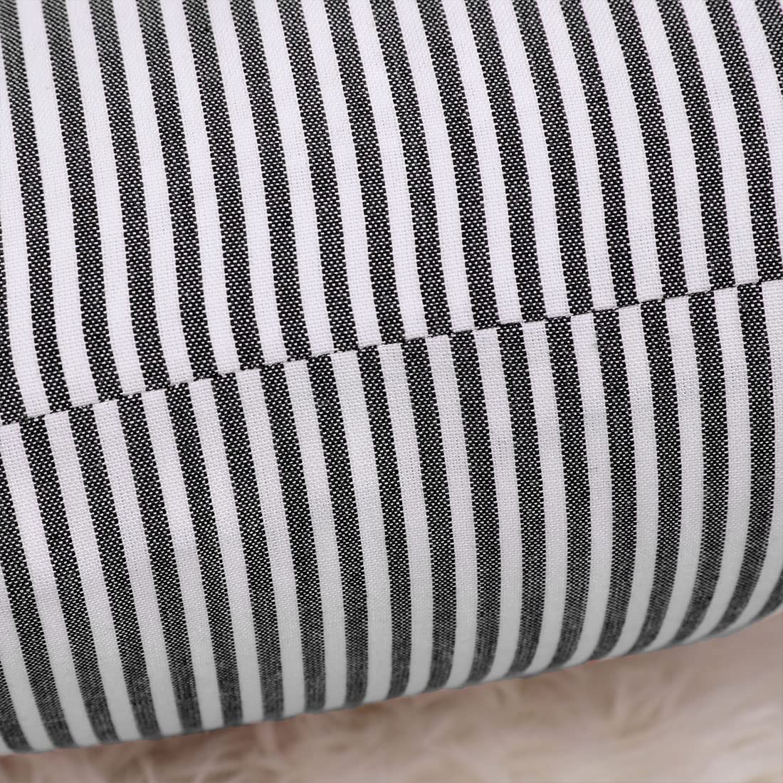 uxcell Woven Striped Throw Pillow Covers Decorative Square Farmhouse Cushion Covers for Sofa Bedroom Car Chair Black and White 18" x 18"