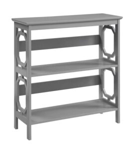 convenience concepts omega 3 tier bookcase, gray