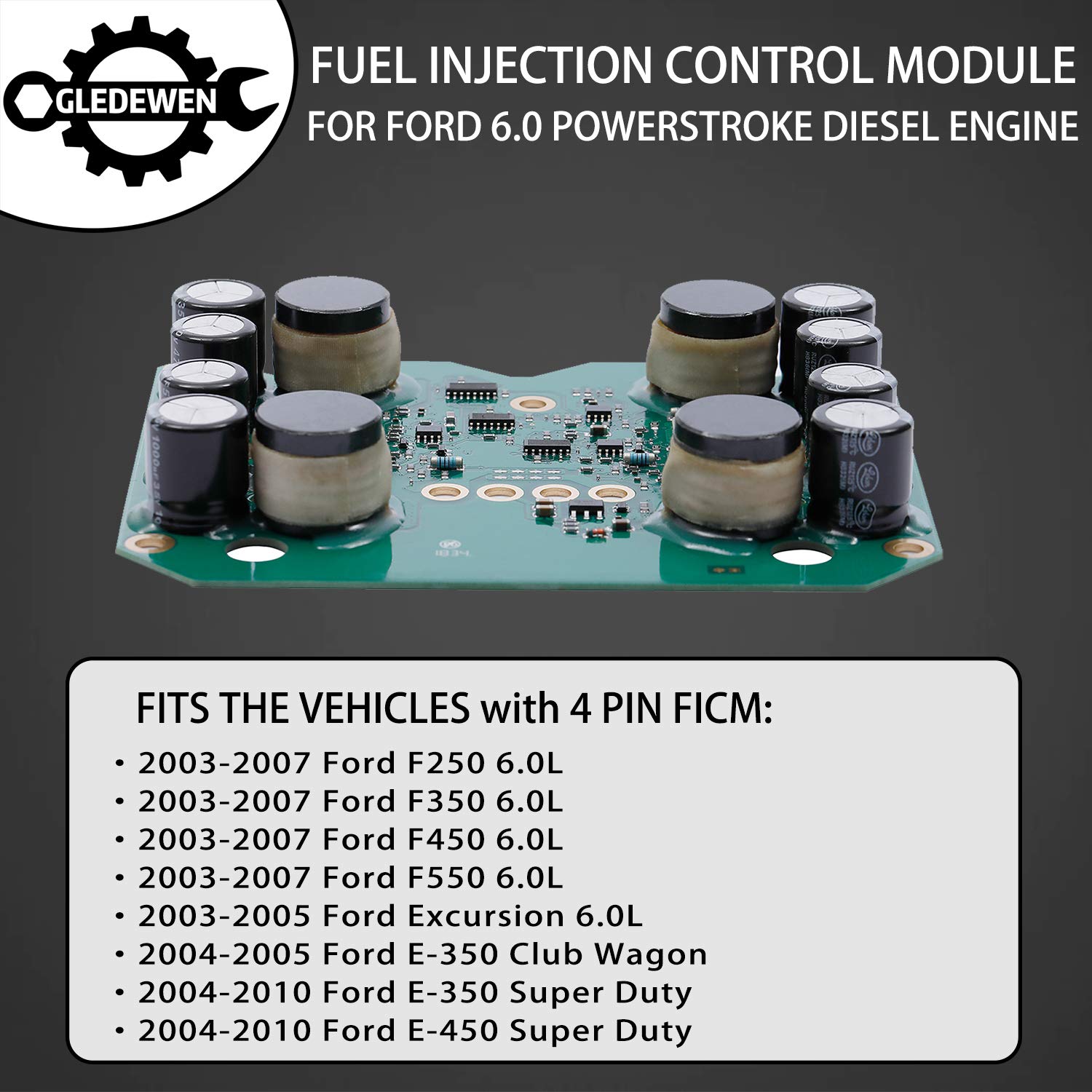 FICM 6.0 Powerstroke Fuel Injection Control Module | for 2003-2007 Ford F250 F350 F450 F550,2003-2005 Excursion, 2004-2010 E350 E450 | Replaces# 904-229, 1845117C6, 3C3Z12B599AARM, 4C3Z12B599AARM