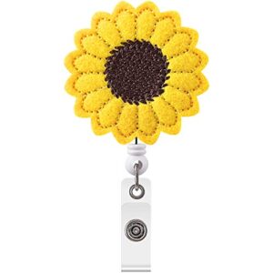 Badge Reel Holder, Accurate Stitching, Sunflower Retractable Badge Reels Reinforced Strap, Badge Clip for Kids, Badge Reel with Alligator Clip, Great Badge Holder for Women (1)