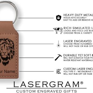 LaserGram Rectangle Keychain, Farm Tractor, Personalized Engraving Included (Dark Brown)