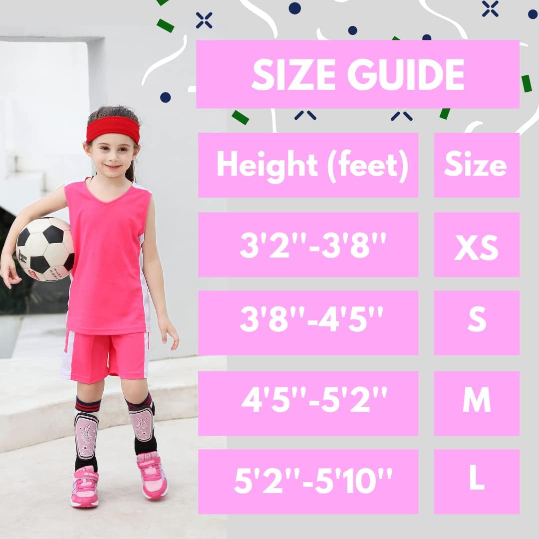 Soccer Shin Guards for Kids Adults Soccer Gear for Girls Youths Protective Equipment Adjustable Straps with Ankle Sleeves Protectors Pink M