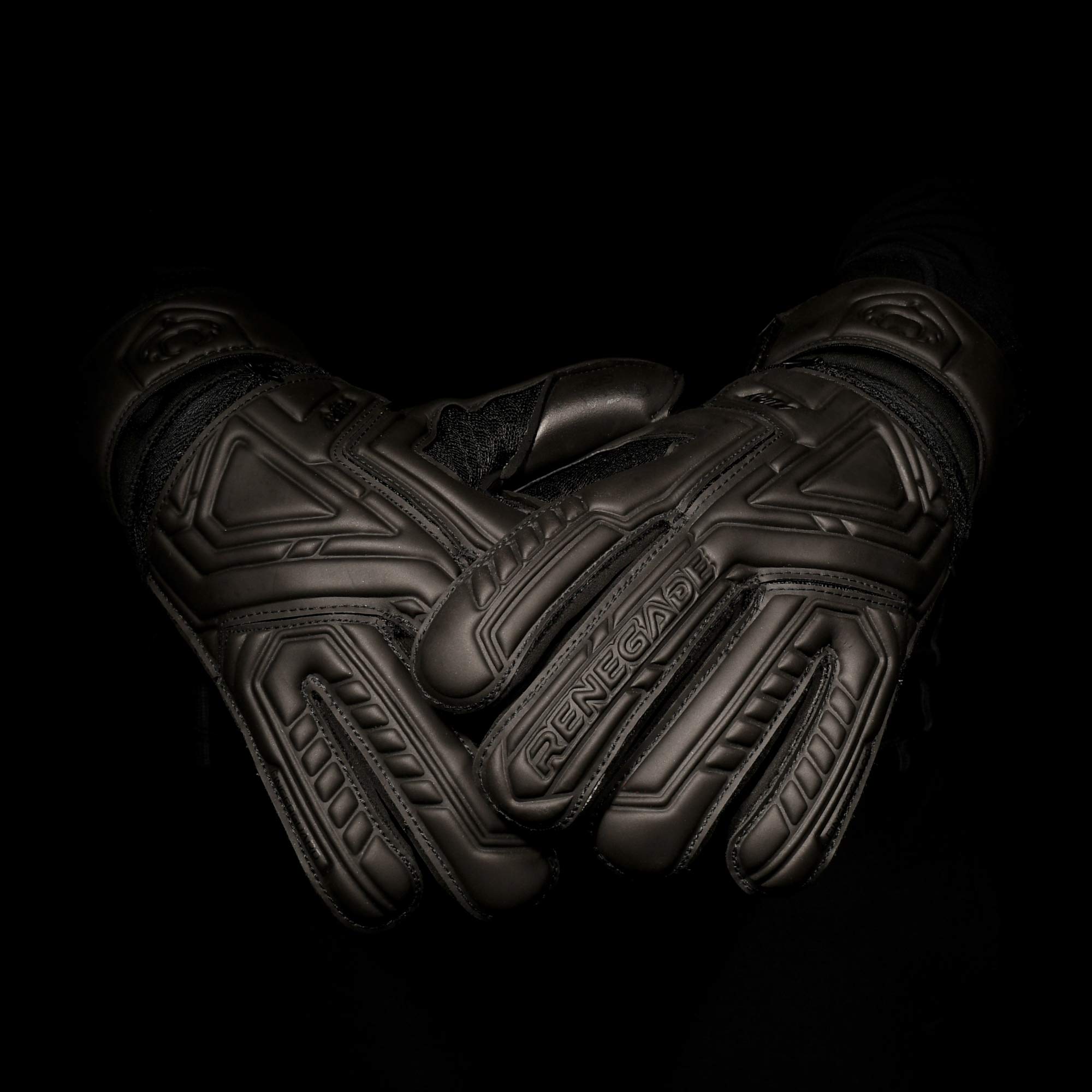 Renegade GK Fury Nightfall Goalie Gloves with Pro-Tek Fingersaves | 4mm Giga Grip & 4mm Duratek | Black Goalkeeping Gloves (Size 9, Youth-Adult, Roll Cut, Level 4)