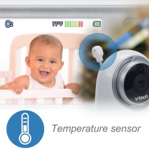 VTech VM3253 Video Monitor with 2.8" Auto On Screen, Invisible LED Infrared Night Vision, 2-Way Talk, Sound & Temperature Alert, Lullabies, Up to 1000ft Range, Plug&Play System with Wall-mount Bracket