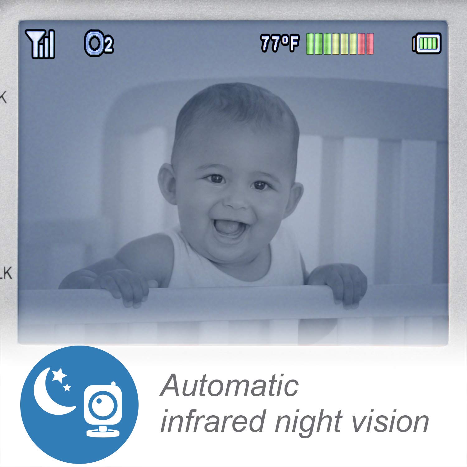 VTech VM3253 Video Monitor with 2.8" Auto On Screen, Invisible LED Infrared Night Vision, 2-Way Talk, Sound & Temperature Alert, Lullabies, Up to 1000ft Range, Plug&Play System with Wall-mount Bracket